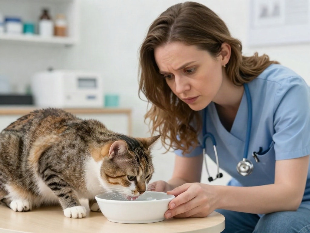 Katze trinkt viel