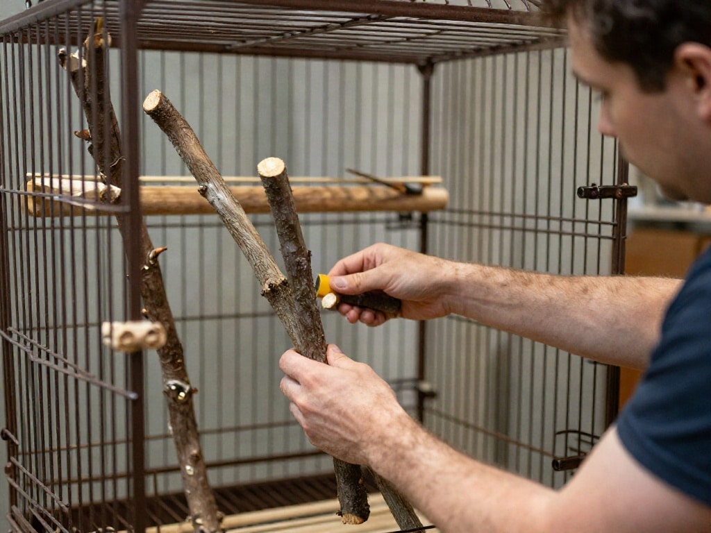 Vogelkäfig einrichten